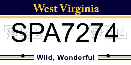 SPA7274 West Virginia License Plate