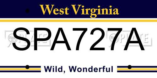 SPA727A West Virginia License Plate