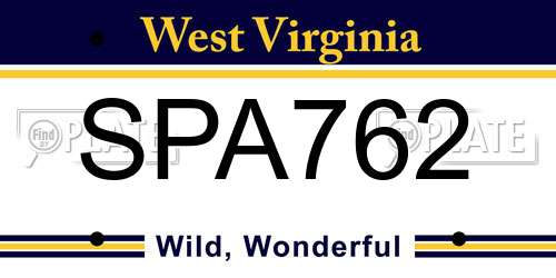 SPA762 West Virginia License Plate