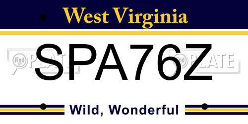 SPA76Z West Virginia License Plate