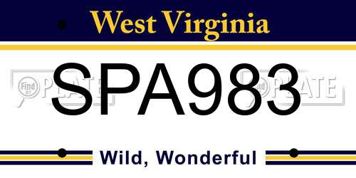 SPA983 West Virginia License Plate
