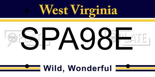 SPA98E West Virginia License Plate