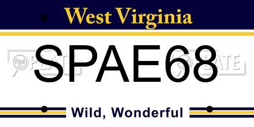 SPAE68 West Virginia License Plate