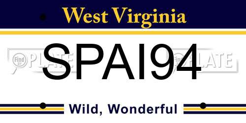 SPAI94 West Virginia License Plate