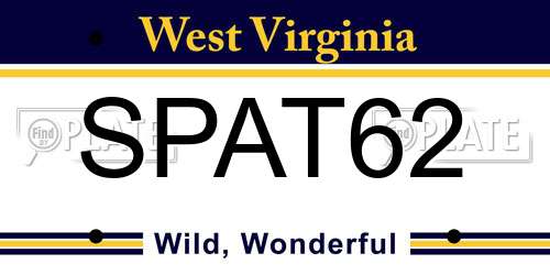 SPAT62 West Virginia License Plate