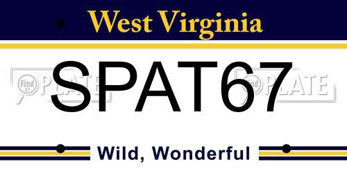 SPAT67 West Virginia License Plate
