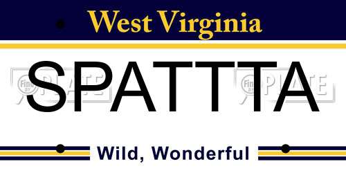 SPATTTA West Virginia License Plate