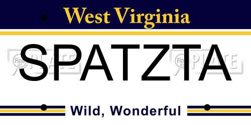 SPATZTA West Virginia License Plate