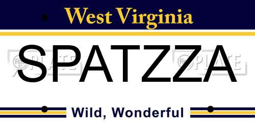 SPATZZA West Virginia License Plate