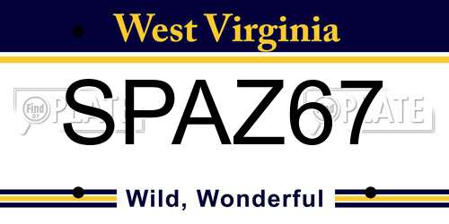 SPAZ67 West Virginia License Plate