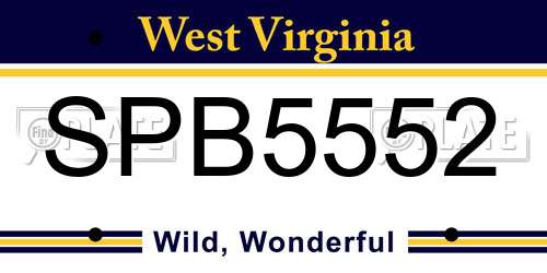 SPB5552 West Virginia License Plate