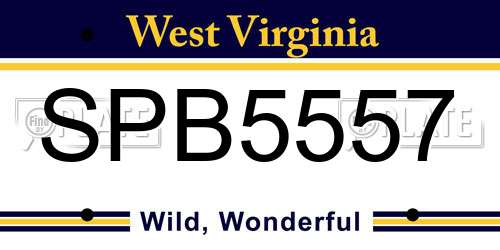 SPB5557 West Virginia License Plate