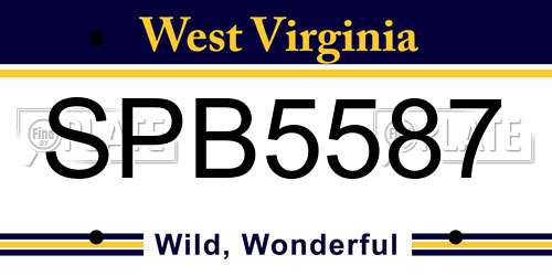 SPB5587 West Virginia License Plate