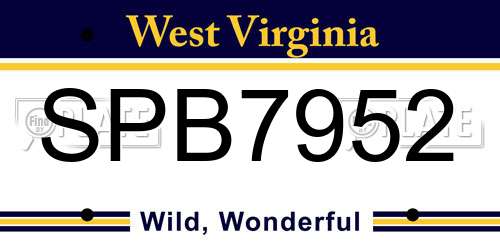 SPB7952 West Virginia License Plate