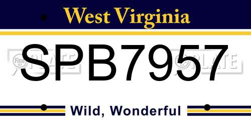 SPB7957 West Virginia License Plate