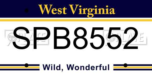 SPB8552 West Virginia License Plate