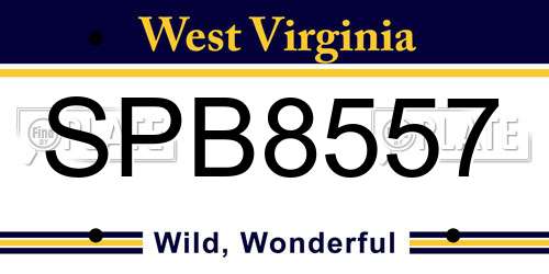SPB8557 West Virginia License Plate