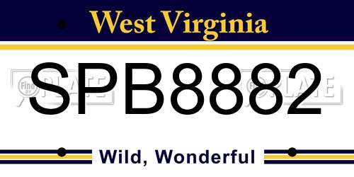 SPB8882 West Virginia License Plate