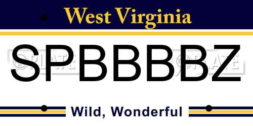 SPBBBBZ West Virginia License Plate