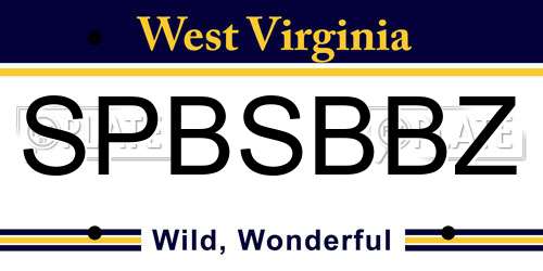 SPBSBBZ West Virginia License Plate