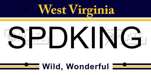 SPDKING West Virginia License Plate