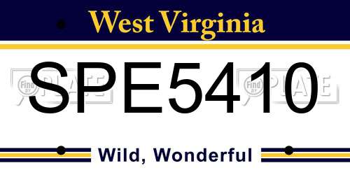 SPE5410 West Virginia License Plate