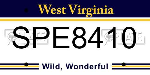 SPE8410 West Virginia License Plate