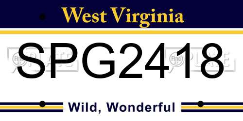 SPG2418 West Virginia License Plate
