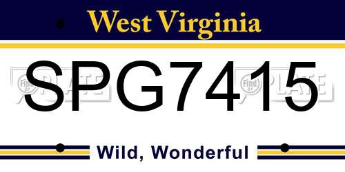 SPG7415 West Virginia License Plate
