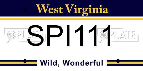 SPI111 West Virginia License Plate