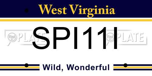 SPI11I West Virginia License Plate
