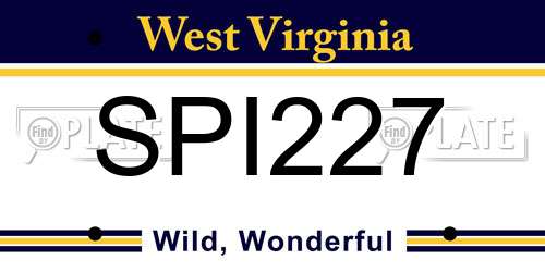 SPI227 West Virginia License Plate