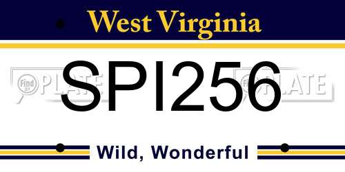 SPI256 West Virginia License Plate