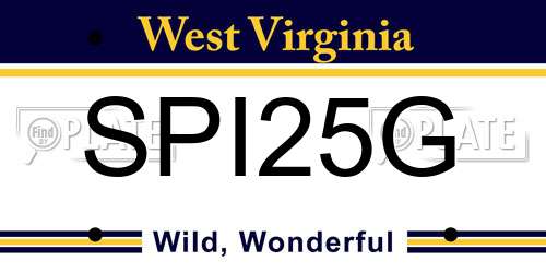 SPI25G West Virginia License Plate