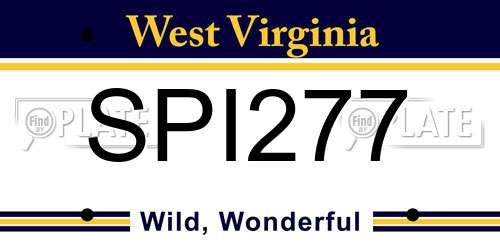 SPI277 West Virginia License Plate