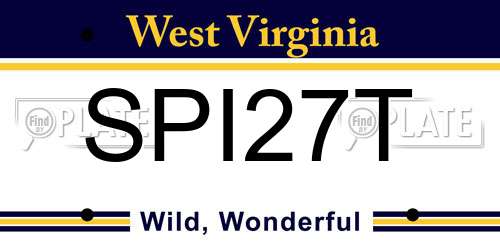 SPI27T West Virginia License Plate