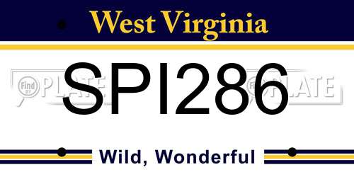 SPI286 West Virginia License Plate