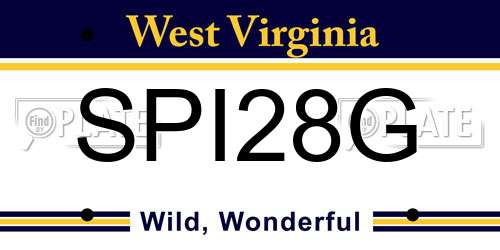 SPI28G West Virginia License Plate