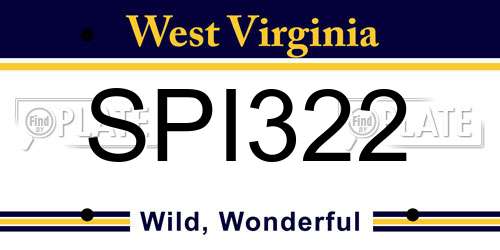 SPI322 West Virginia License Plate