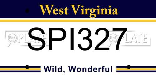 SPI327 West Virginia License Plate