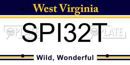 SPI32T West Virginia License Plate