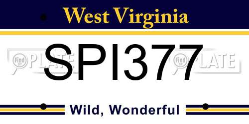 SPI377 West Virginia License Plate