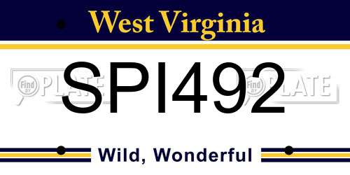 SPI492 West Virginia License Plate