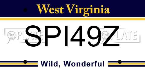 SPI49Z West Virginia License Plate
