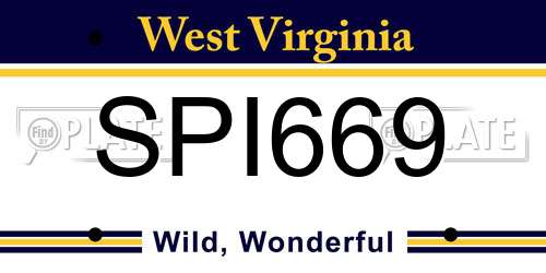 SPI669 West Virginia License Plate