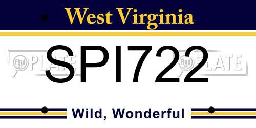 SPI722 West Virginia License Plate