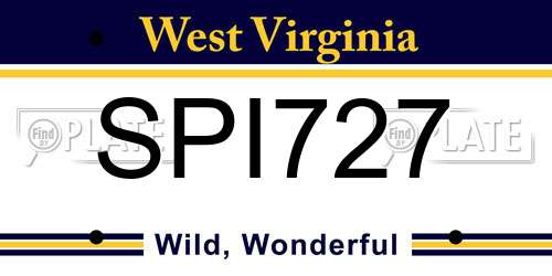 SPI727 West Virginia License Plate
