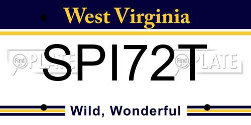 SPI72T West Virginia License Plate