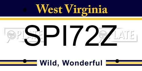 SPI72Z West Virginia License Plate