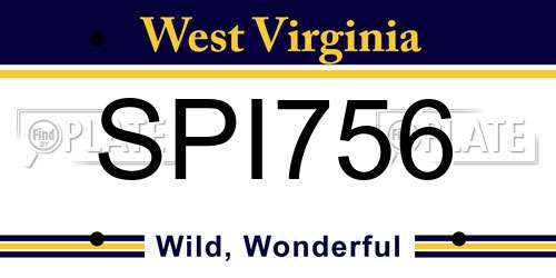 SPI756 West Virginia License Plate